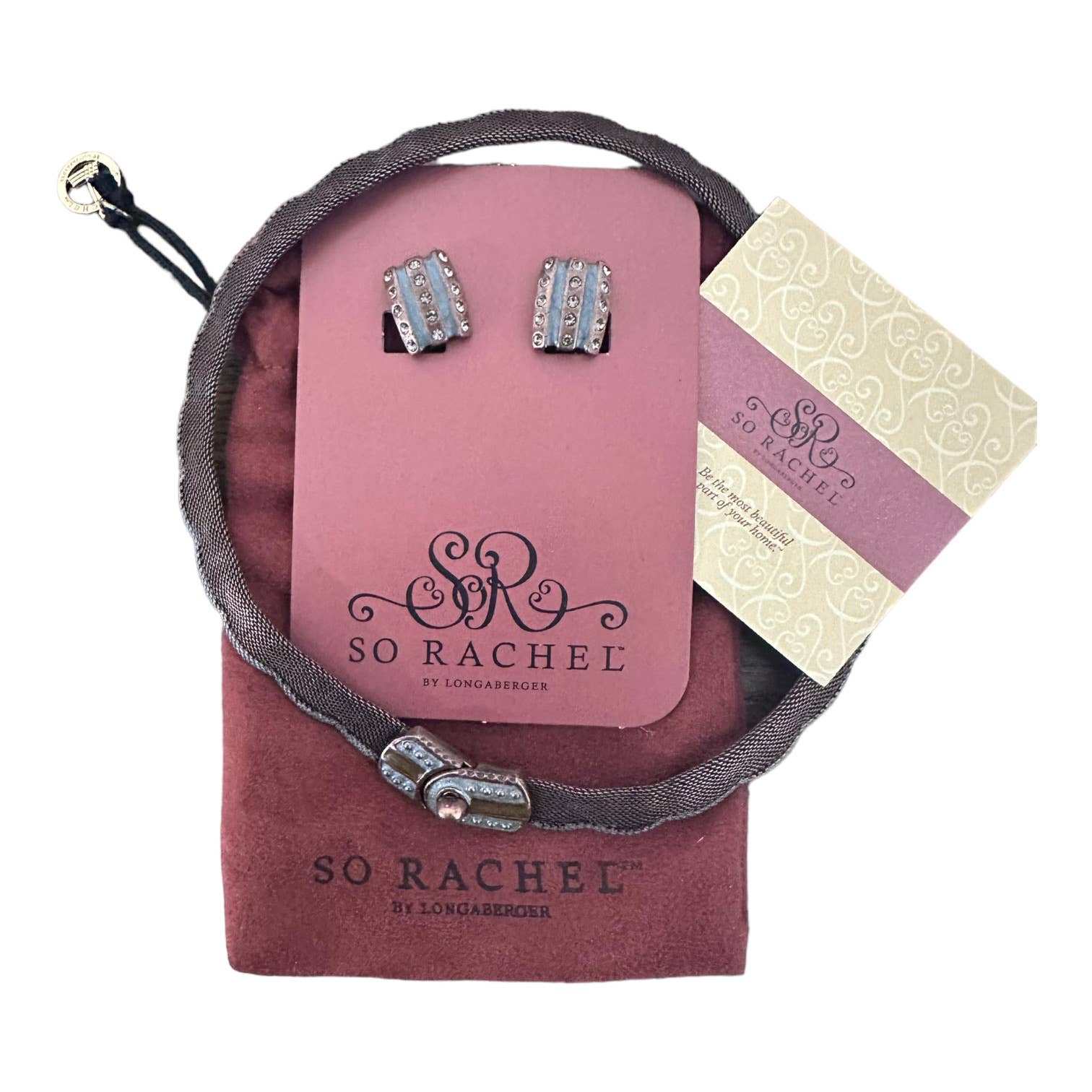 Boxed So Rachel By Longaberger Brown Copper & Silver Necklace And Earring Set